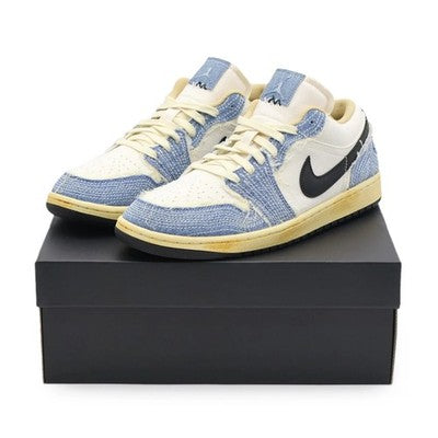 FN7670-493 Nike Air Jordan 1 Low SE World Make Japan Sashiko Denim Ivory (Men's)