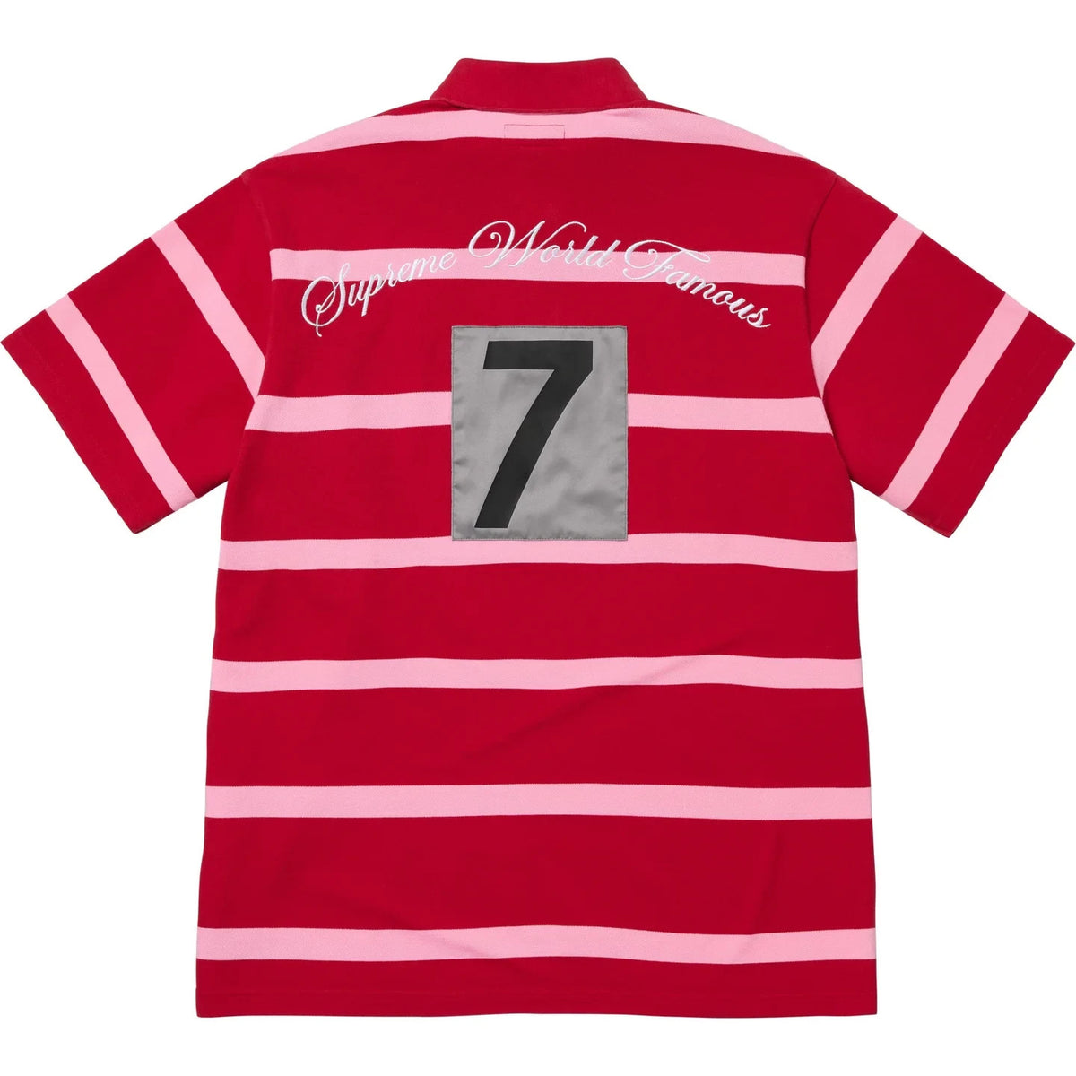 Supreme Cursive Polo Red Stripe