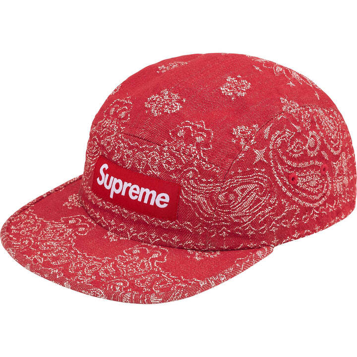 Supreme Bandana Jacquard Denim Camp Cap Red