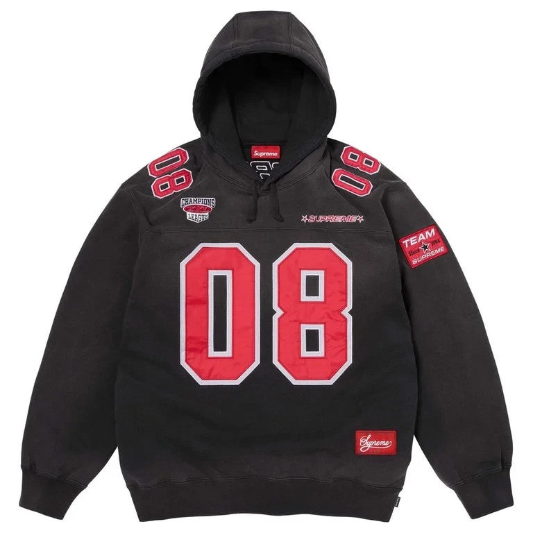 Supreme Football Jersey Hooded Sweatshirt Black