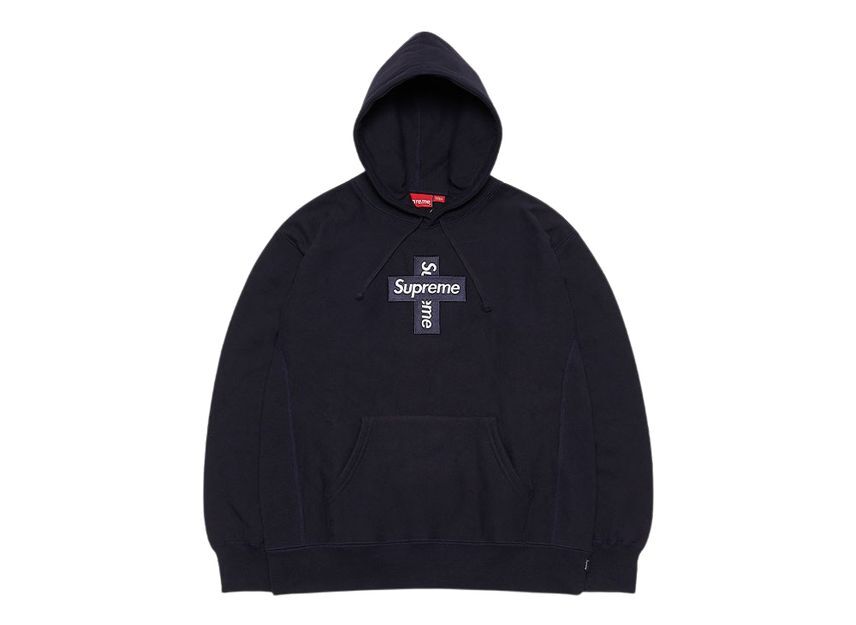 Supreme Cross Box Logo Hooded Sweatshirt Navy