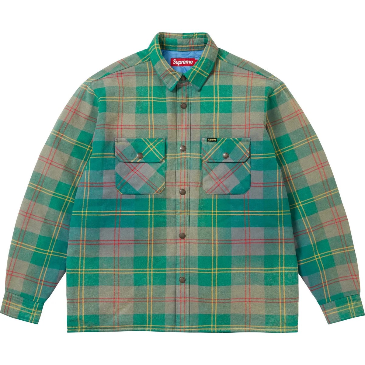 Supreme Quilted Lined Flannel Snap Shirt Green