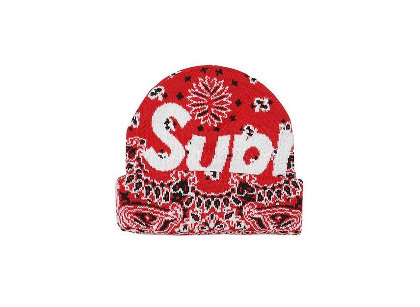 Supreme Bandana Big Logo Beanie Red