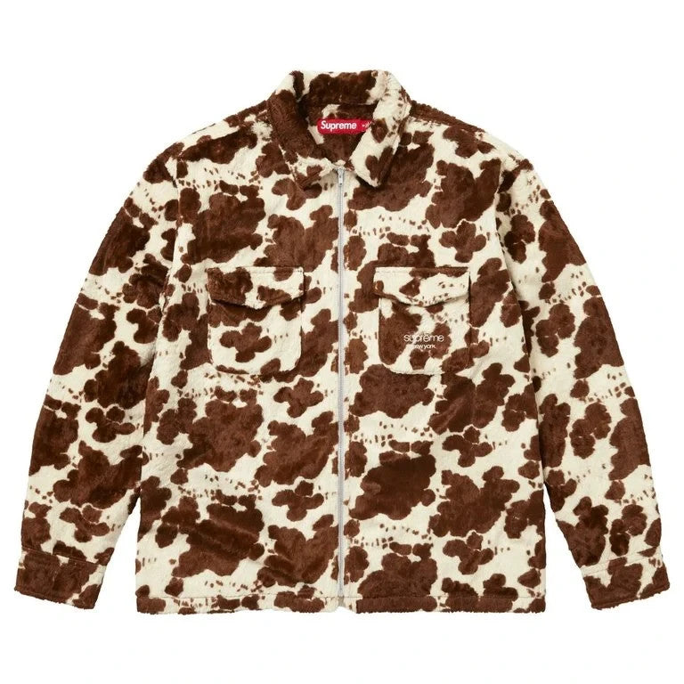 Supreme Faux Fur Zip Up Shirt Cow