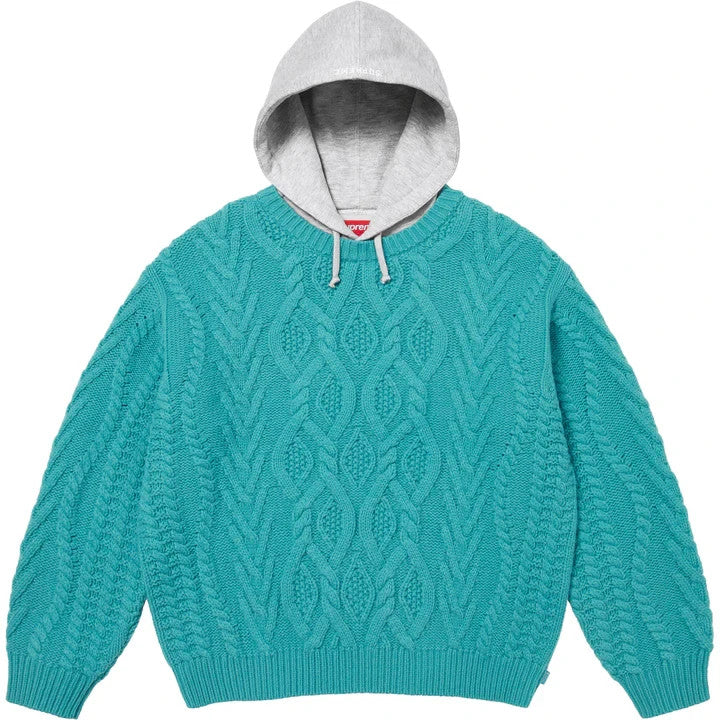 Supreme Cable Hooded Sweater Teal