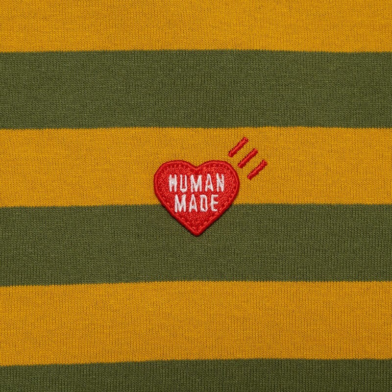 HUMAN MADE Striped L/S T-Shirt Olivedrab