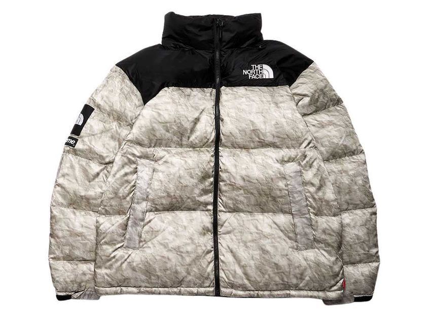 Supreme The North Face Nuptse Jacket White Paper Print