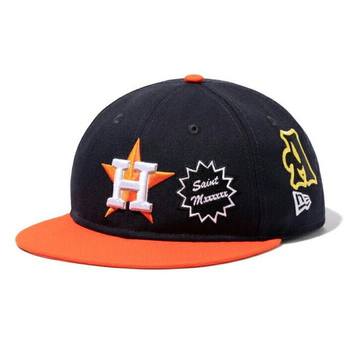NEW ERA x SAINT Mxxxxxx x MLB Retro Crown 9Fifty Houston Astros Navy Orange