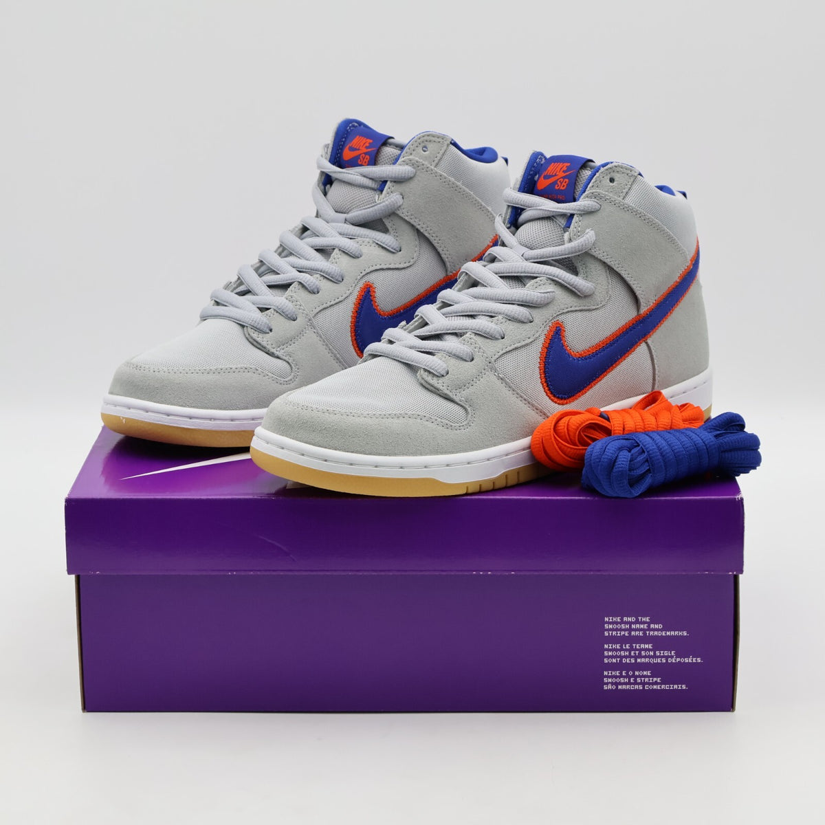 DH7155-001 Nike Dunk High SB New York Mets Rush Blue Orange Cloud Gray (Men's)