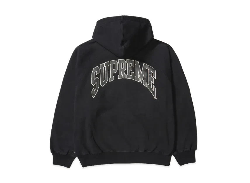 Supreme Cracked Raglan Zip Up Hooded Sweatshirt "Black"