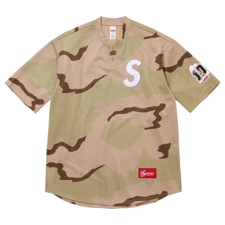 Supreme Shop S Logo Baseball Henley Desert Camo - Paris