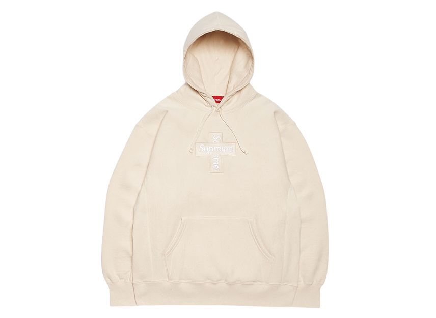 Supreme Cross Box Logo Hooded Sweatshirt Natural