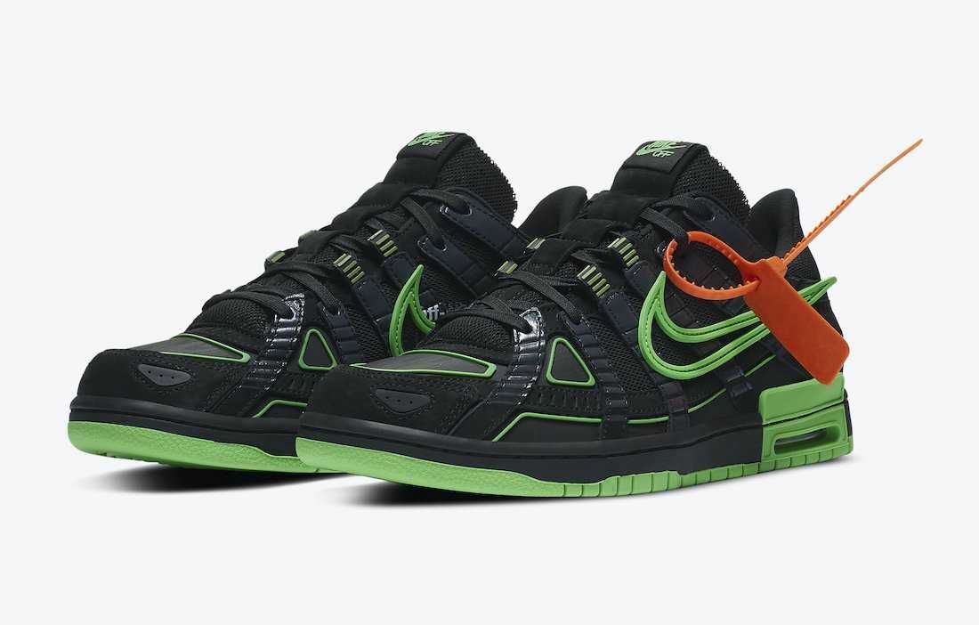 CU6015-001 Off-White à Nike Air Rubber Dunk Black Green Strike (Men's)