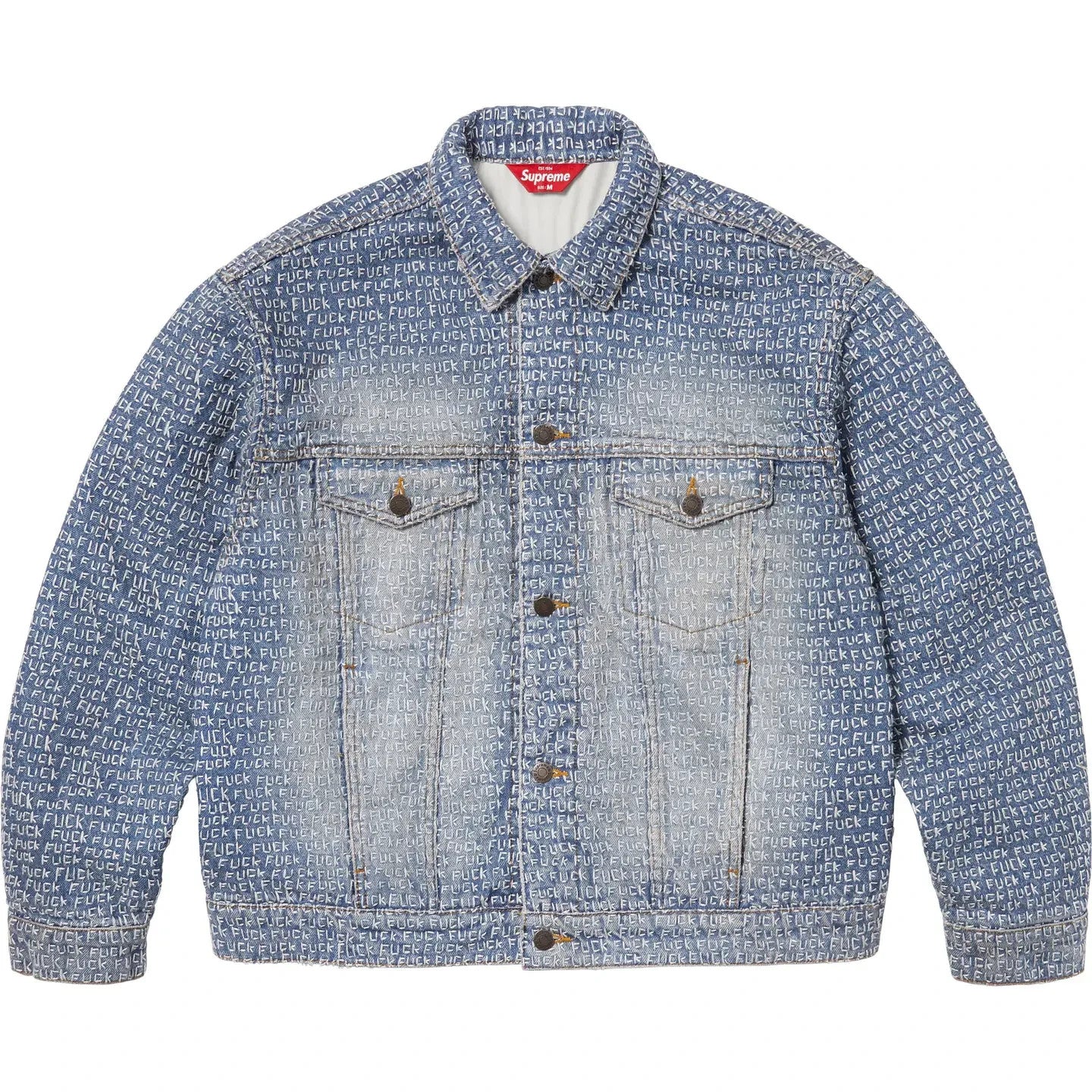 Supreme F*ck Stitch Denim Trucker Jacket Blue
