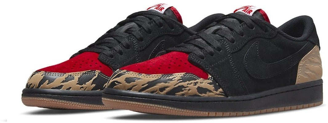 DN3400-001 Sole Fly à Nike Air Jordan 1 Low "Black and Sport Red" (Men's)