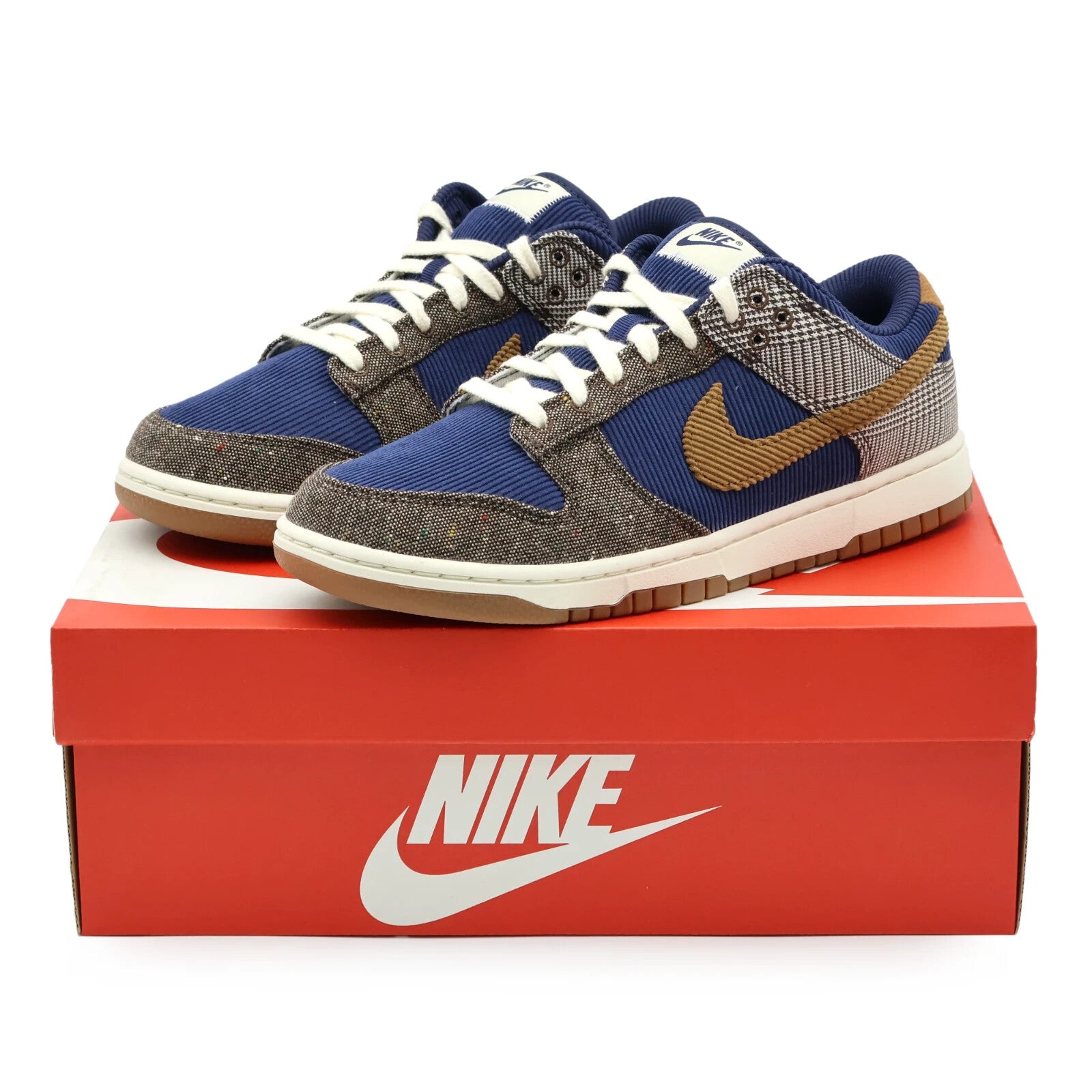 FQ8746-410 Nike Dunk Low PRM Tweed Midnight Navy Baroque Brown Corduroy (Men's)