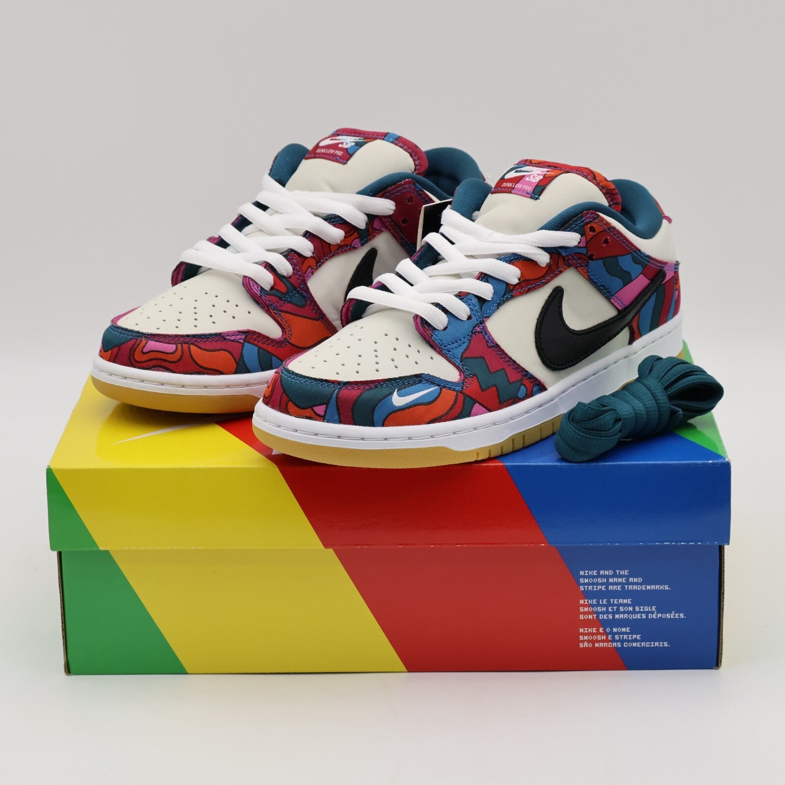 DH7695-600 Nike SB Dunk Low Pro Parra Abstract Art Fire Pink Gym Red Mocha Blue