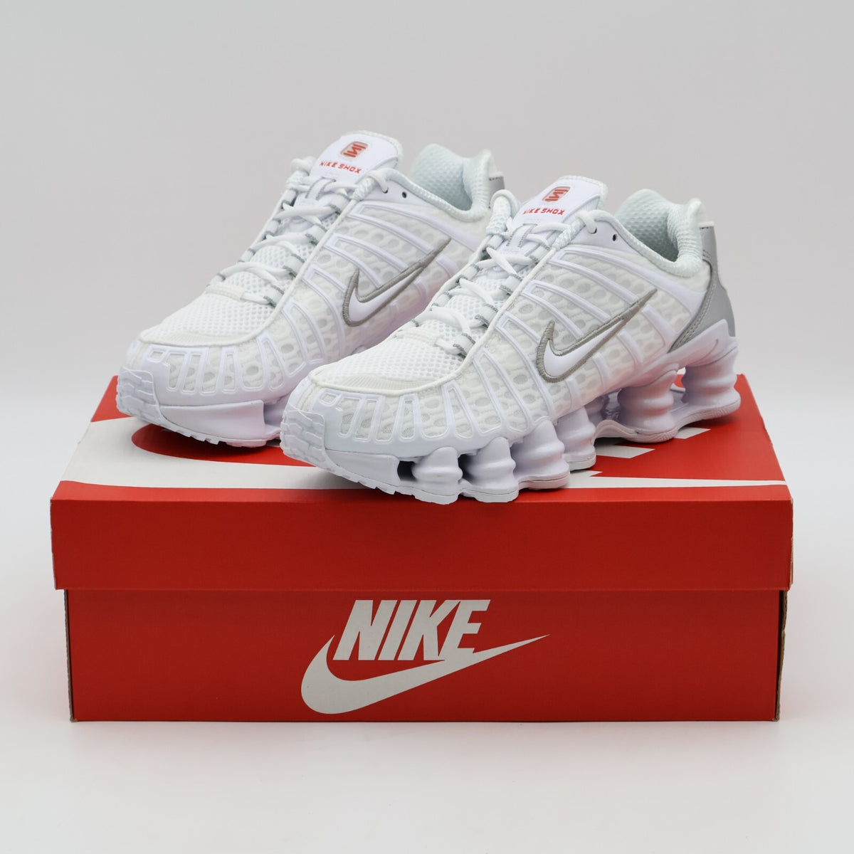 AR3566-100 Nike Shox TL White Max Orange Metallic Silver (Women's)