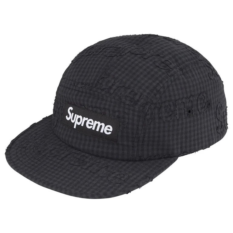 Supreme Monogram Gingham Camp Cap Black