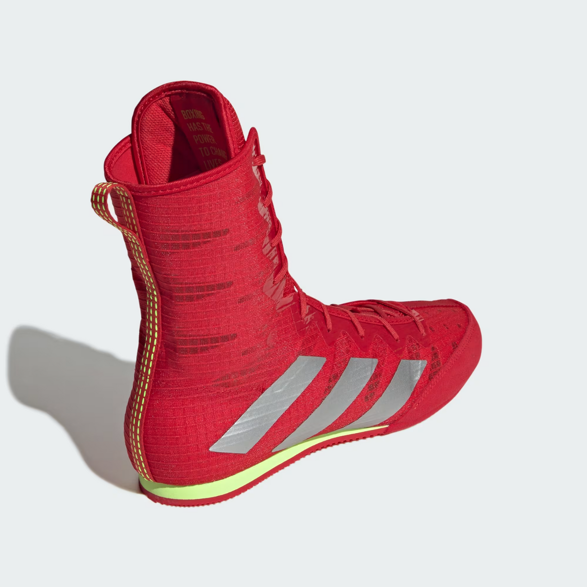 JP9846 adidas Box Hog 4 Better Scarlet/Silver Metallic/Lucid Lemon (Men's)