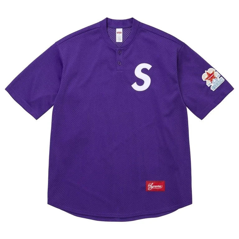 Supreme Shop S Logo Baseball Henley Purple - Los Angeles