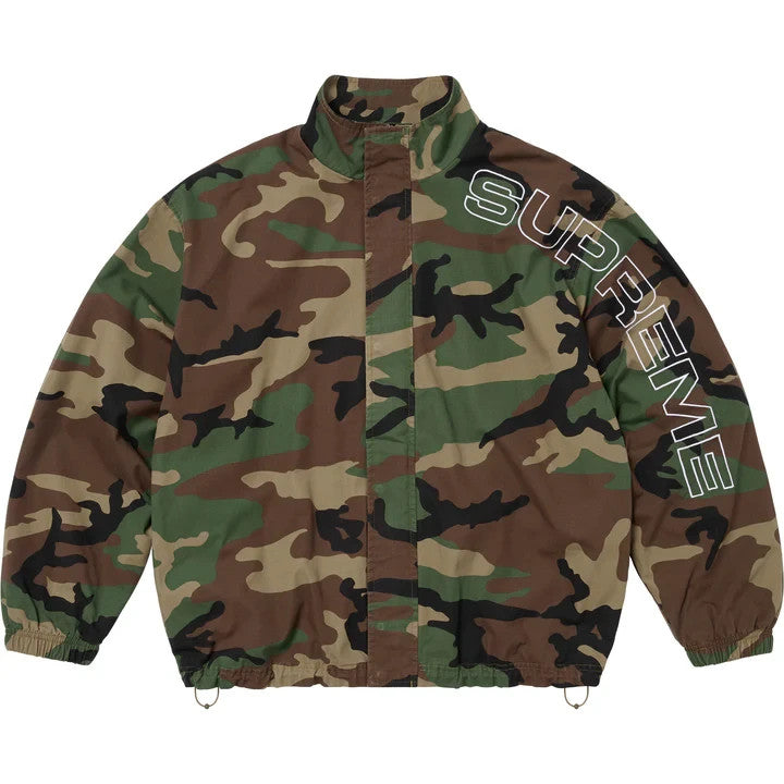 Supreme Spellout Embroidered Ripstop Track Jacket Woodland Camo