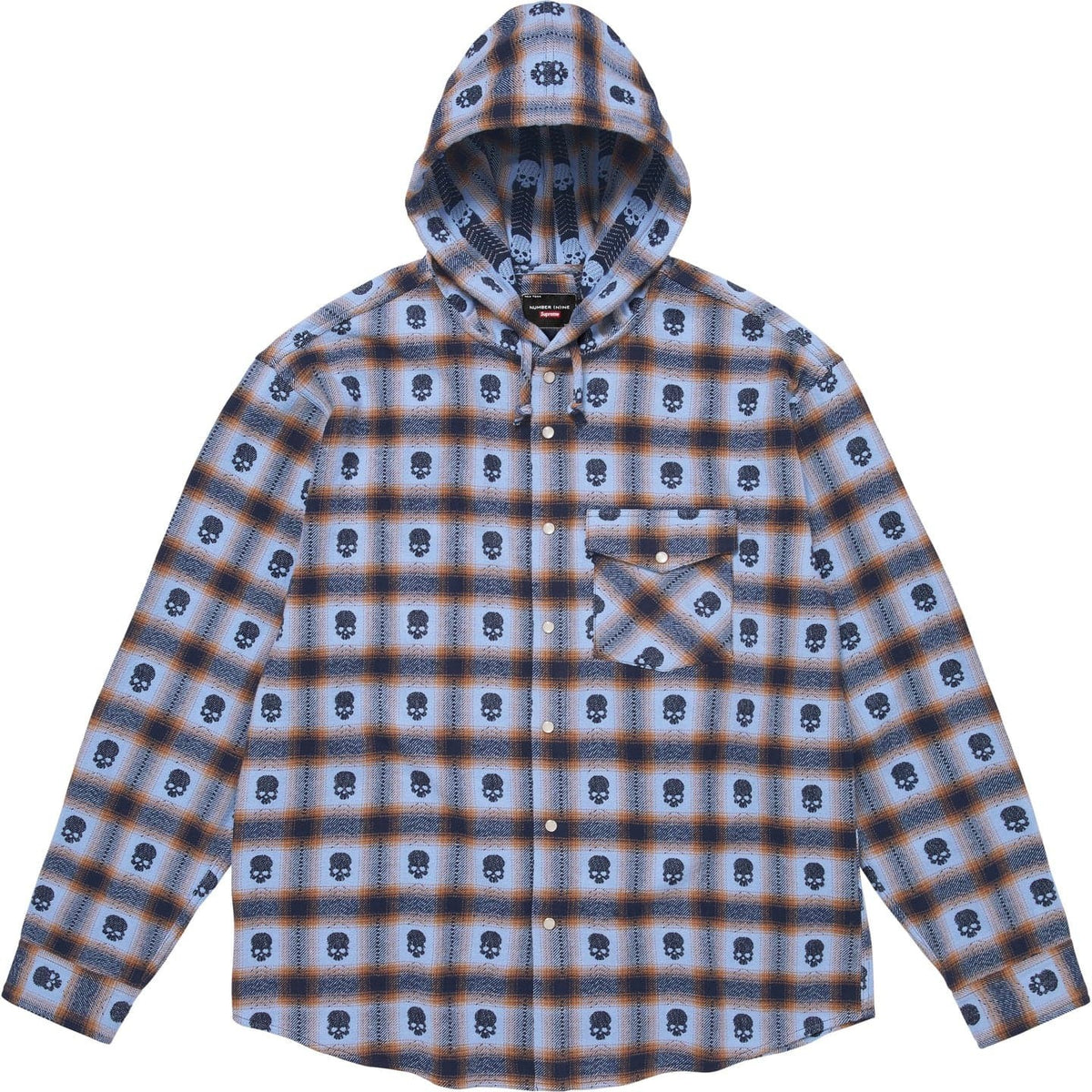 Supreme Number (N)ine Hooded Flannel Shirt Blue