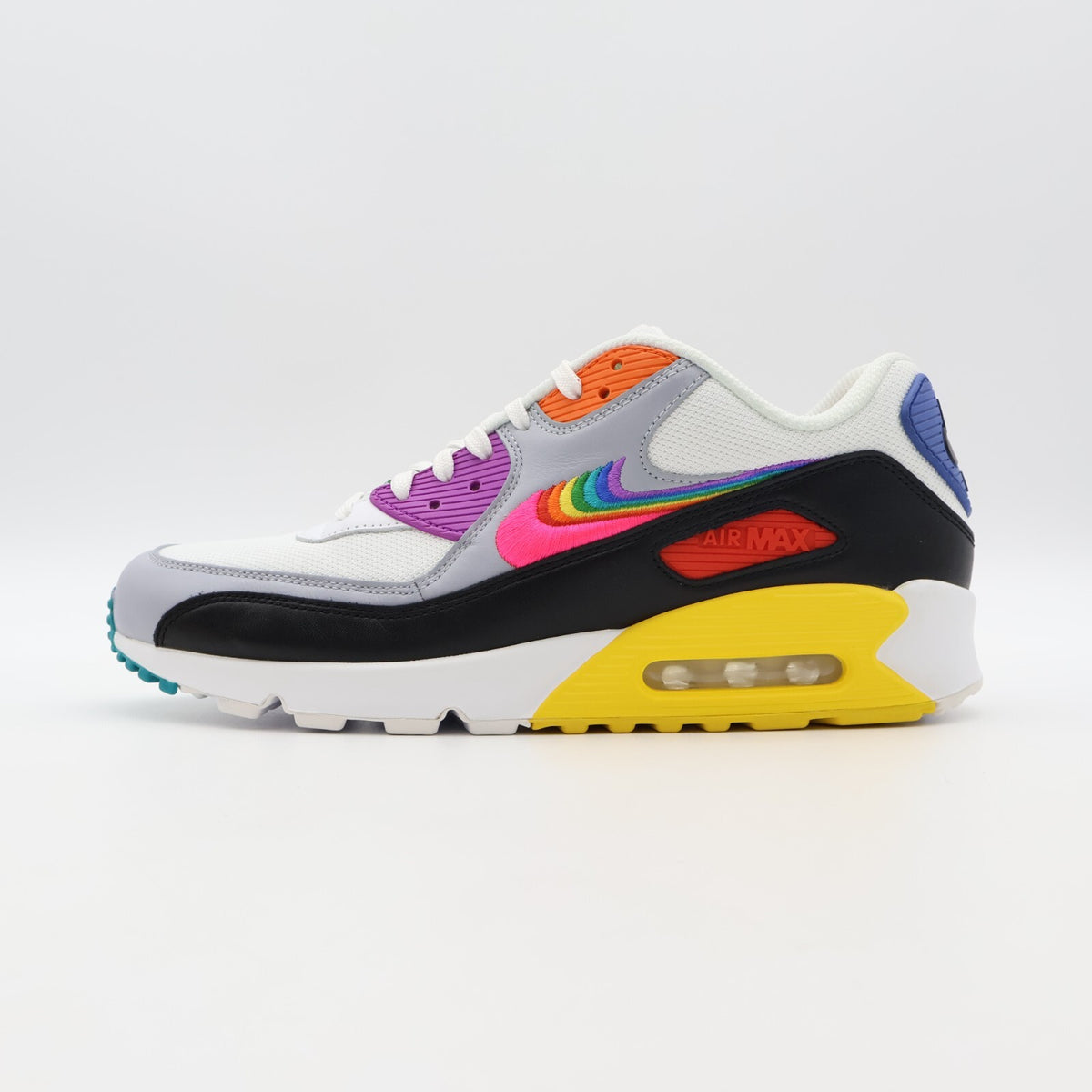 CJ5482-100 Nike Air Max 90 Be True Rainbow White Wolf Grey Black (Men's)