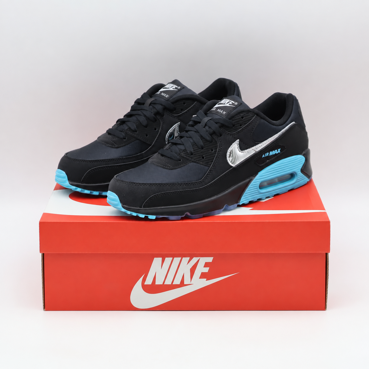 IQ9438-001 Nike Air Max 90 PRM "Black/Gamma Blue" (Men's)