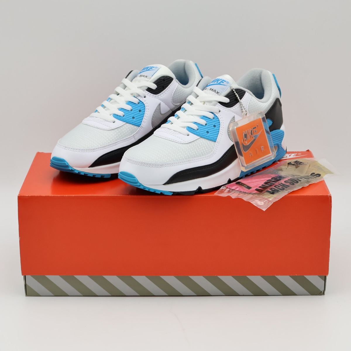 CJ6779-100 Nike Air Max 90 Laser Blue Black White Grey Fog Cyan Sky (Men's)