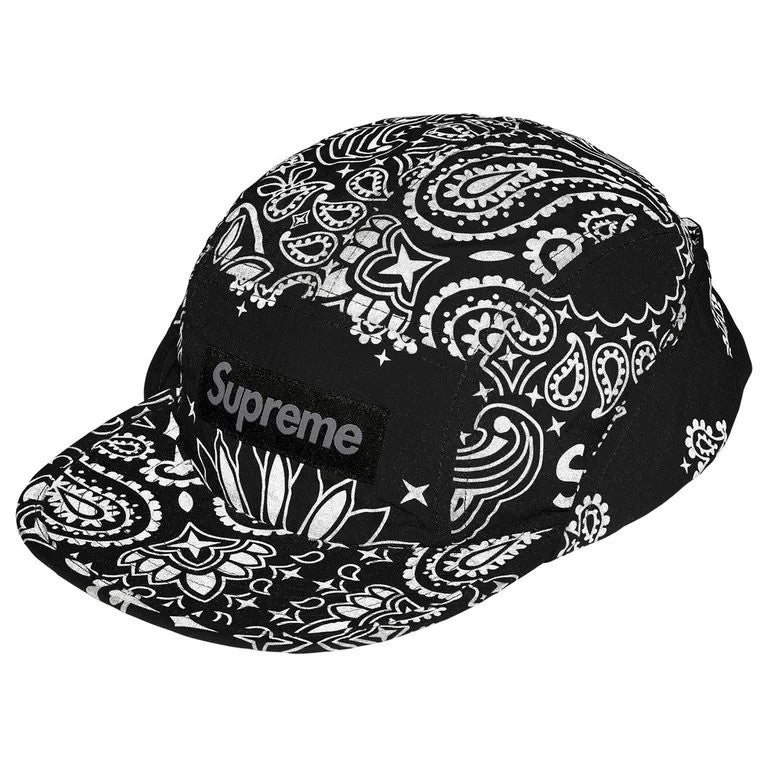 Supreme Reflective Bandana Sunshield Camp Cap Black