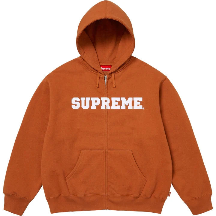 Supreme Collegiate Applique Zip Up Hooded Sweatshirt Rust