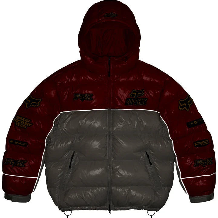 Supreme Fox Racing Shiny Down Puffer Jacket Red