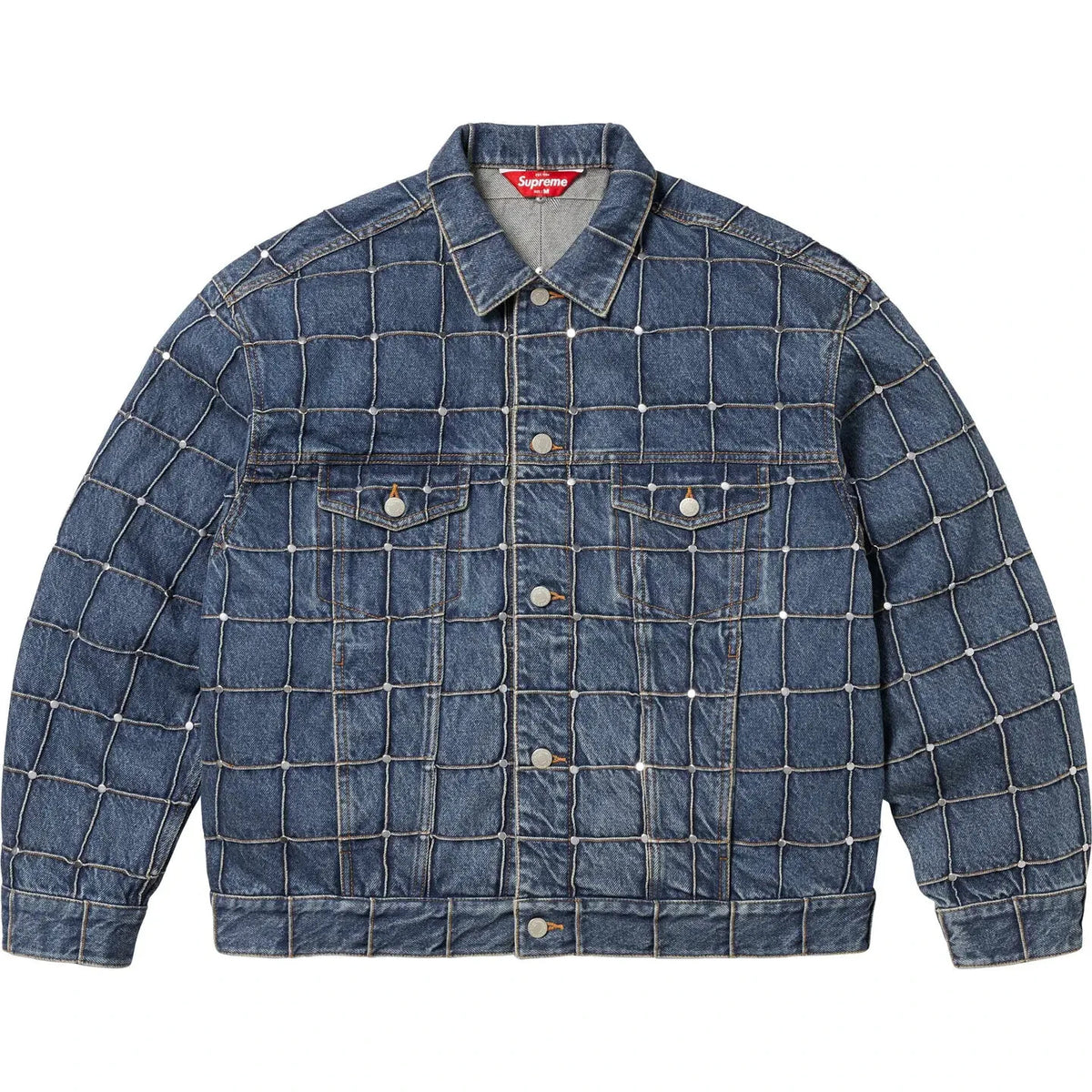 Supreme Studded Seam Denim Trucker Jacket Blue