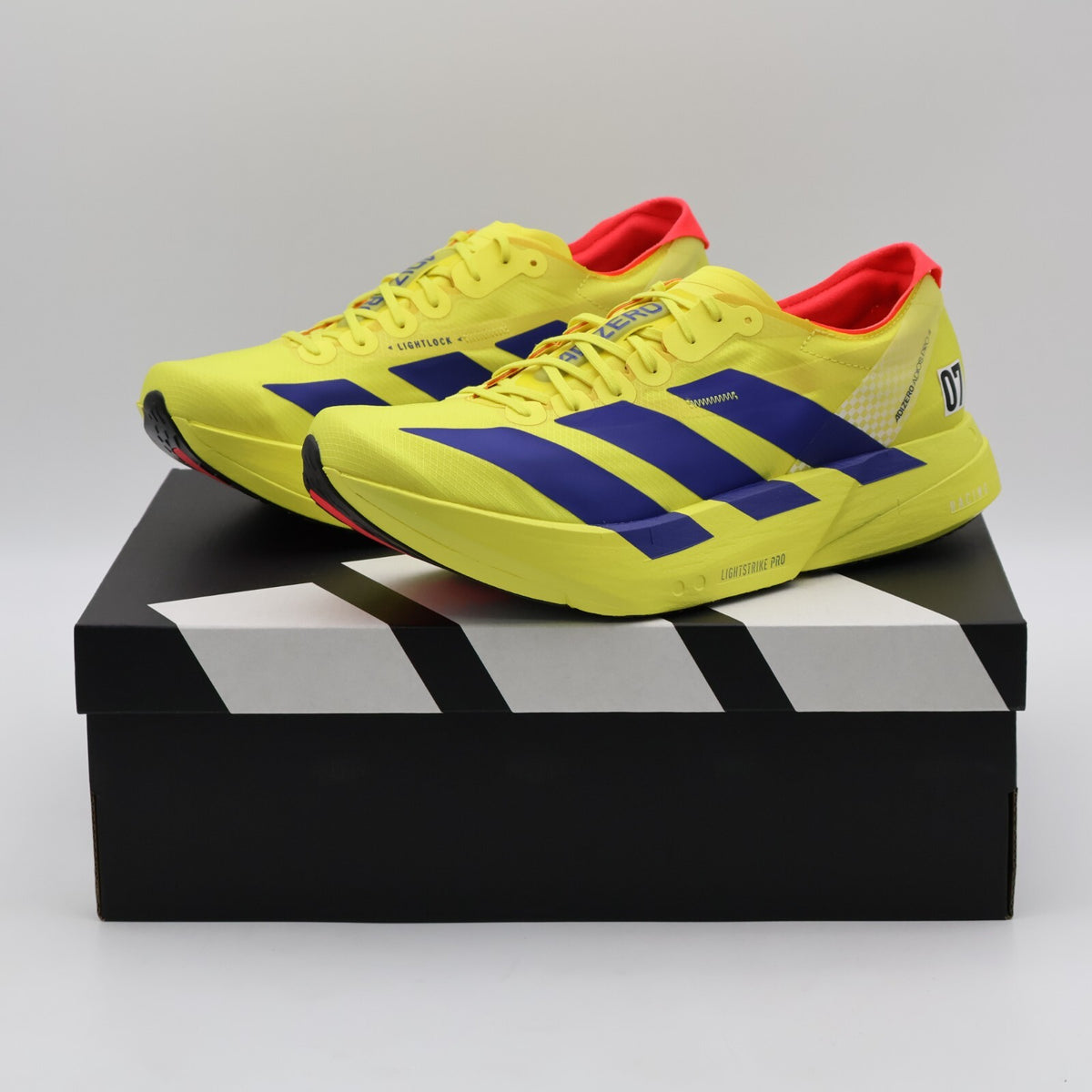 JR6373 adidas Adizero Adios Pro 4 Pure Sulfur Lucid Blue Lucid Red (Men's)