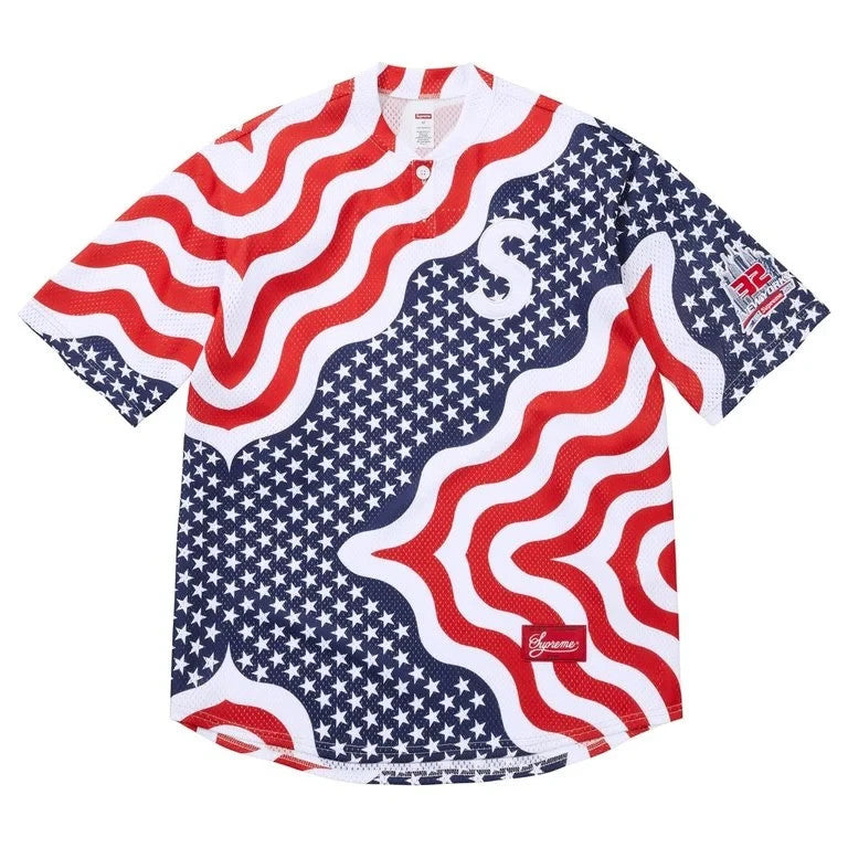 Supreme Shop S Logo Baseball Henley Flag - New York