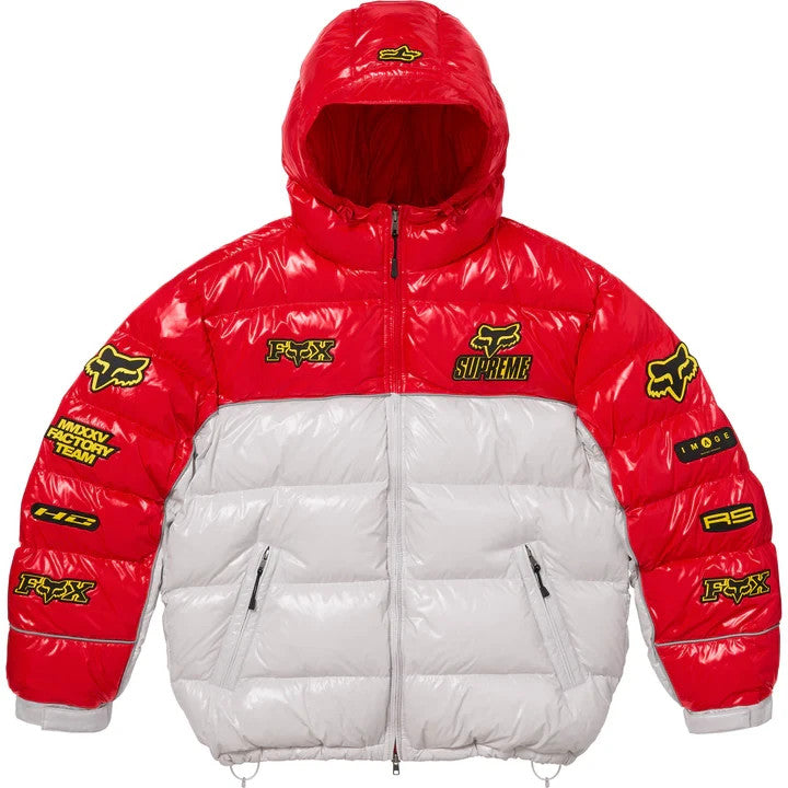 Supreme Fox Racing Shiny Down Puffer Jacket Red