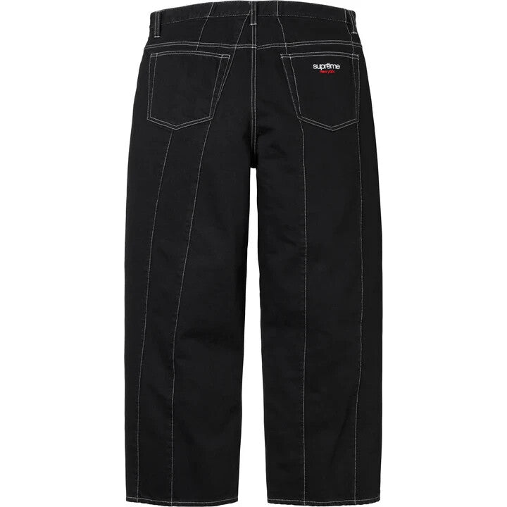 Supreme Paneled Stripe Baggy Jean Black