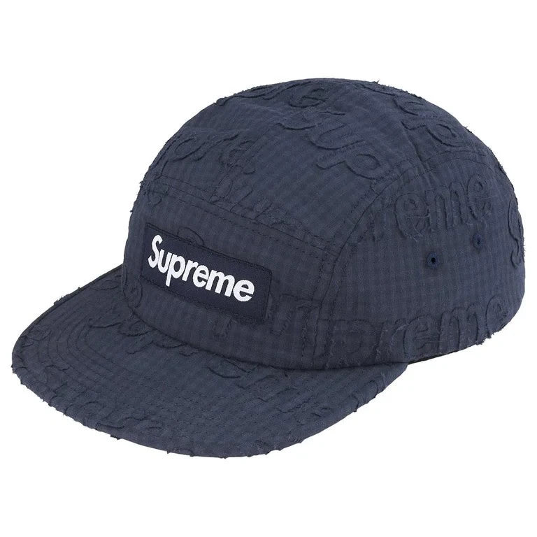Supreme Monogram Gingham Camp Cap Navy
