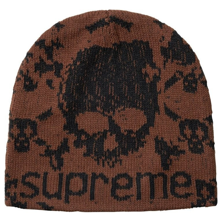 Supreme x Vanson Leathers Skull Beanie Brown