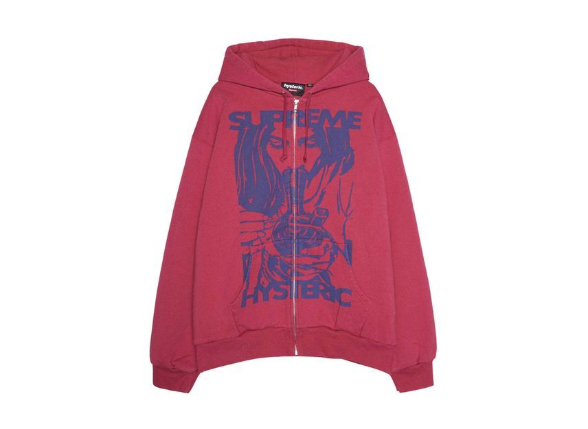 Supreme HYSTERIC GLAMOUR Thermal Lined Zip Up Hooded Sweatshirt Red