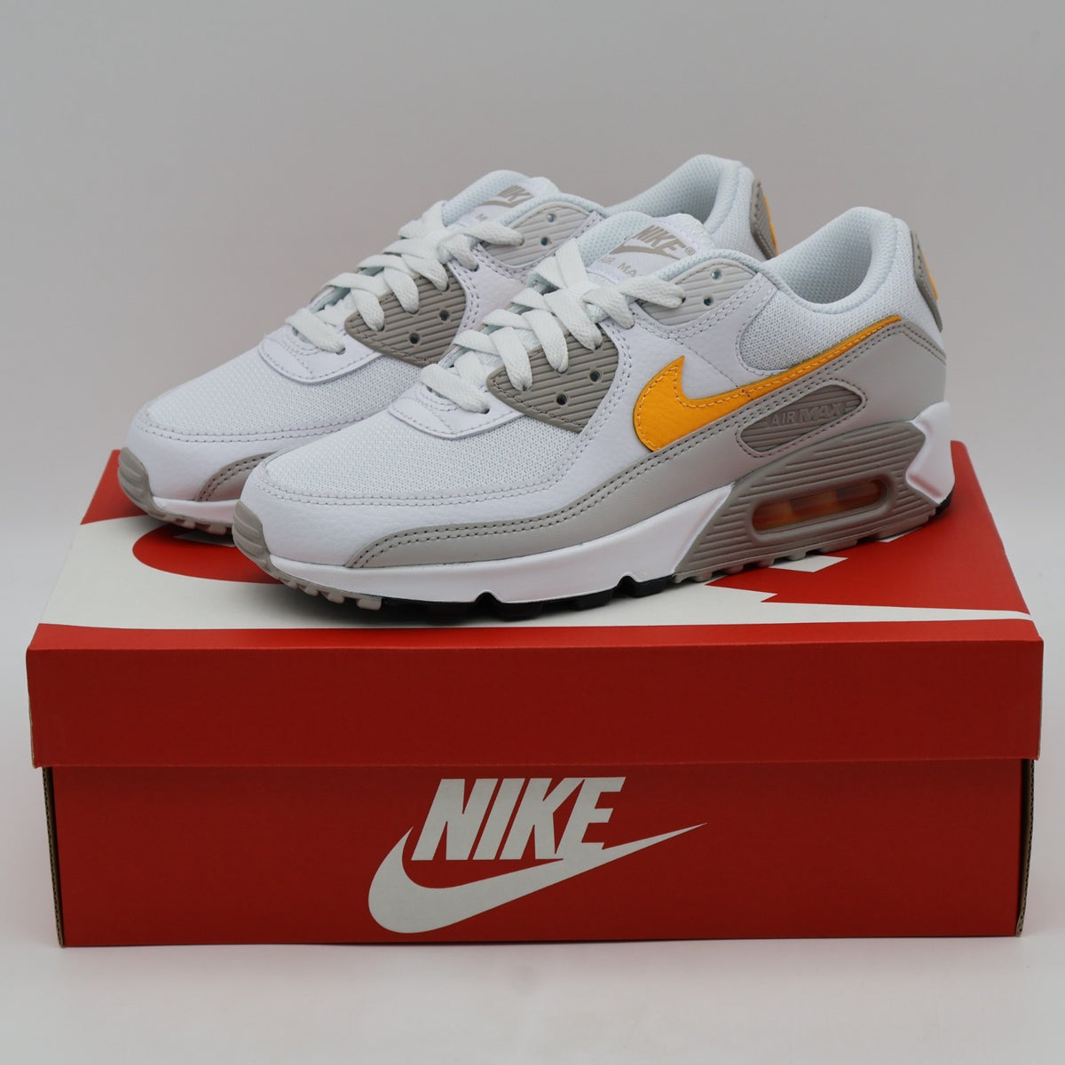 DM0029-119 Nike Air Max 90 White College Grey Vast Grey Laser Orange (Men's)