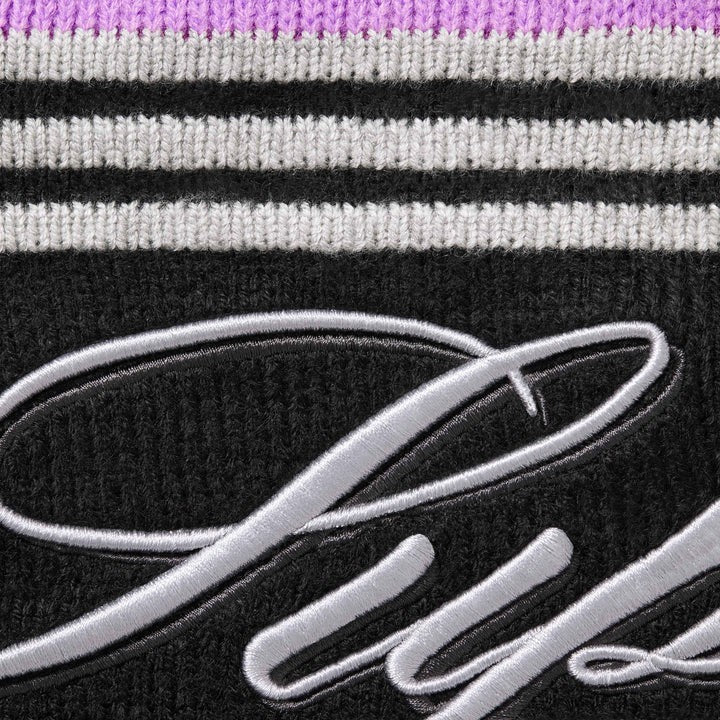Supreme Script Stripe Half Zip Sweater Purple
