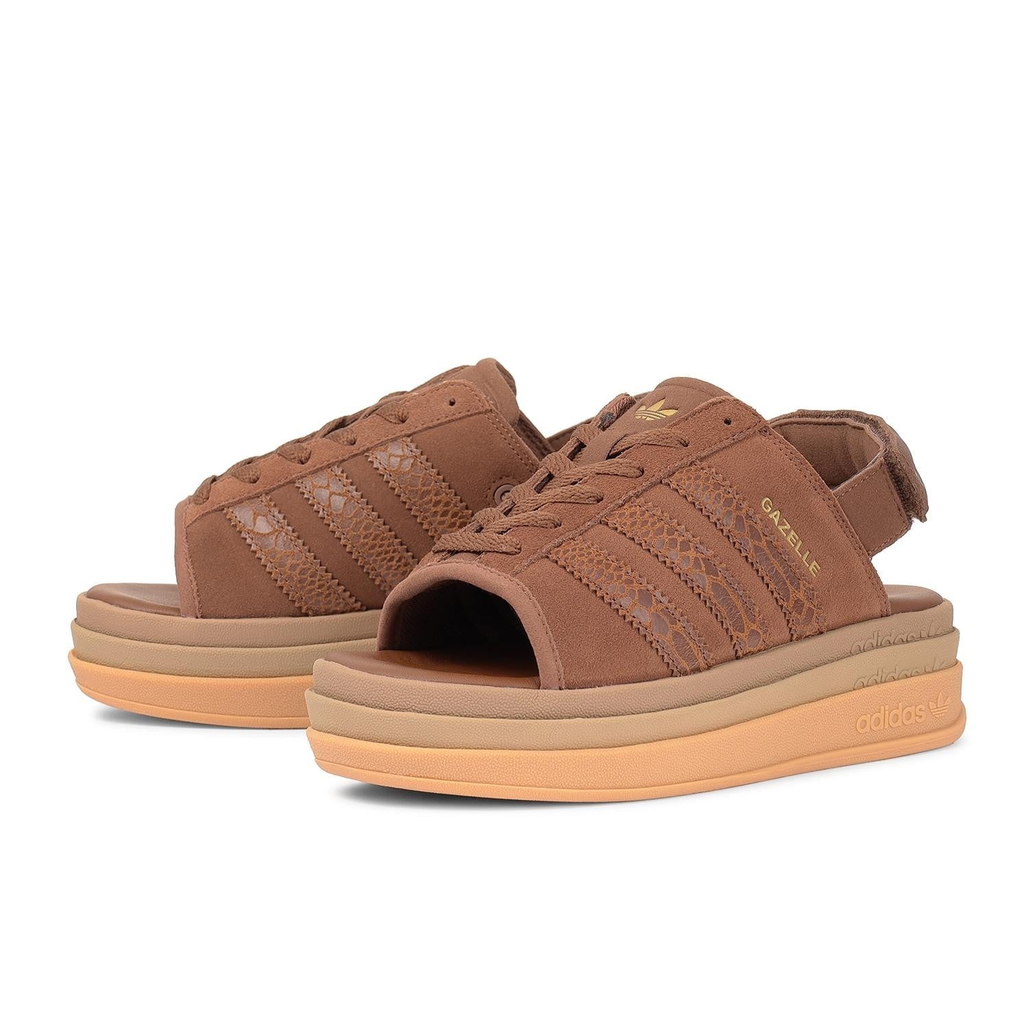 IH6633 adidas Gazelle Bold Sandals Preloved Brown Gold Metallic (Women's)