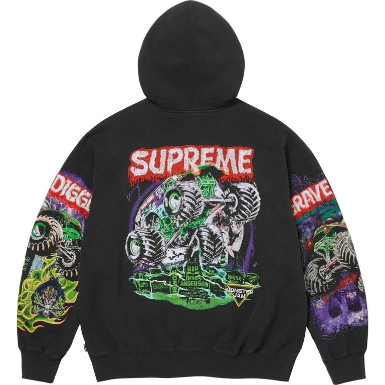 Supreme Grave Digger Zip Up Hooded Sweatshirt Black