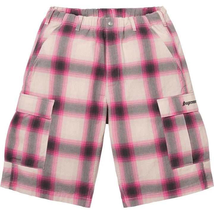 Supreme Shadow Plaid Cargo Short Pink