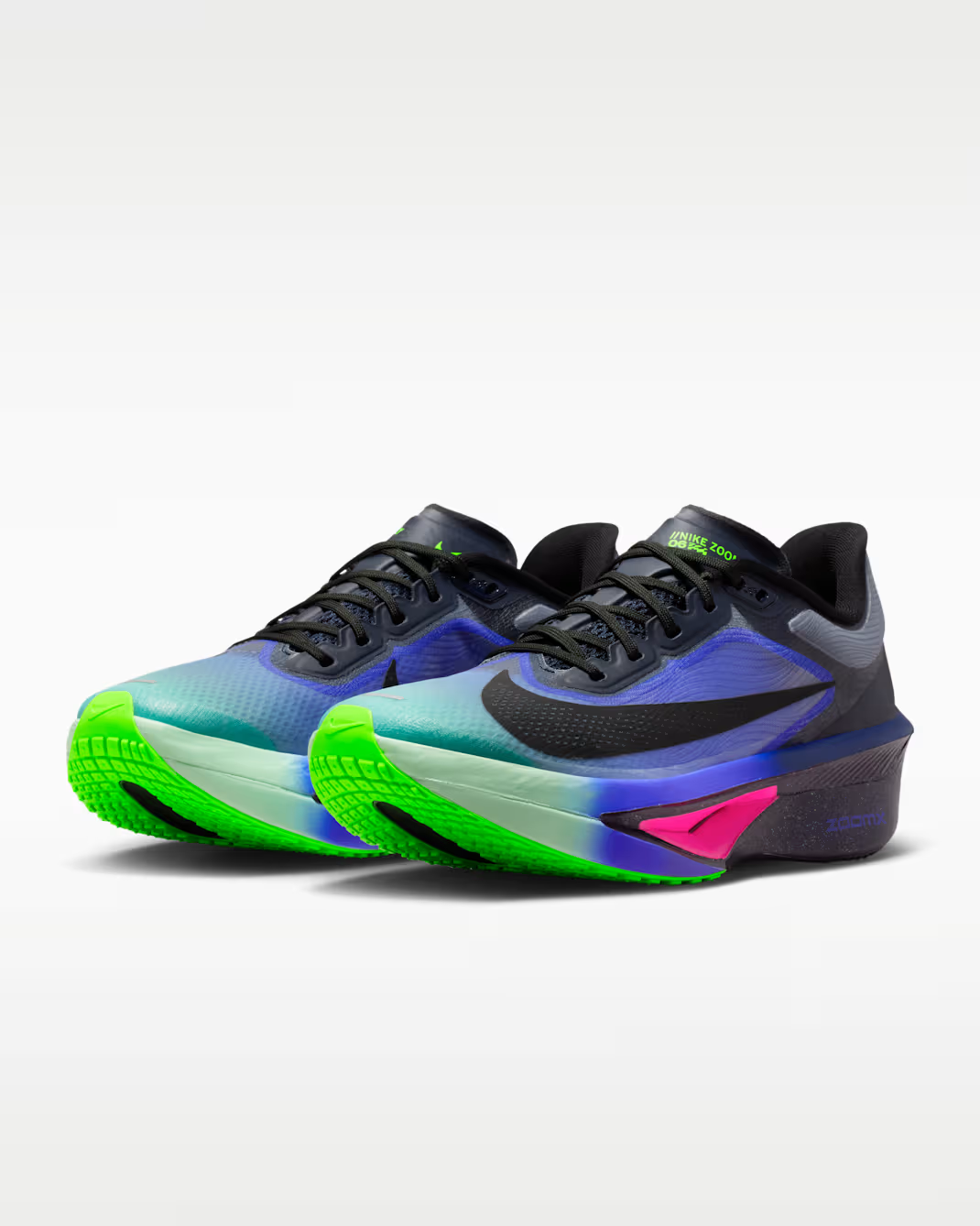 IO9566-400 Nike Zoom Fly 6 Dark Obsidian Racer Blue Emerald Rise Black (Women's)