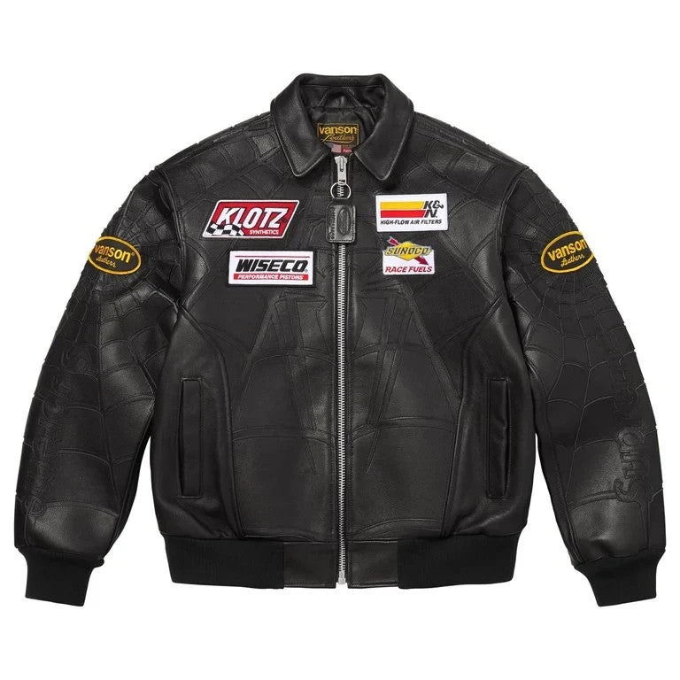 Supreme x Vanson Leathers Spider-Man Jacket Black