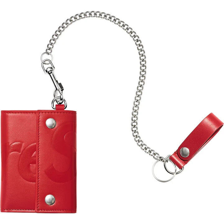 Supreme Leather Chain Wallet Red