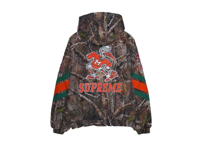 Supreme Mitchell & Ness NCAA Hooded Stadium Jacket Leaves